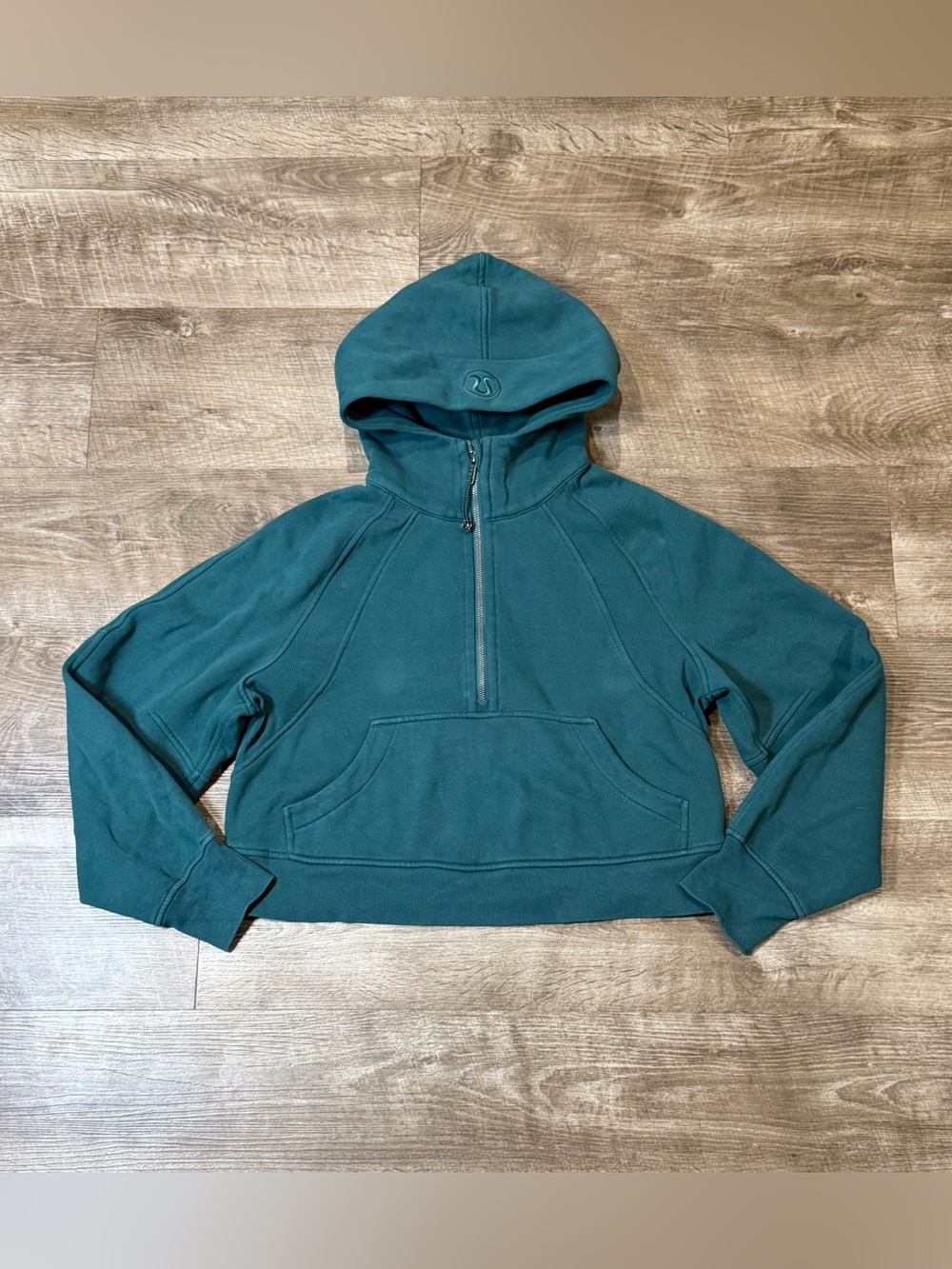 Lululemon Scuba Oversized Half-Zip Crop Hoodie Womens size XS/S Teal.